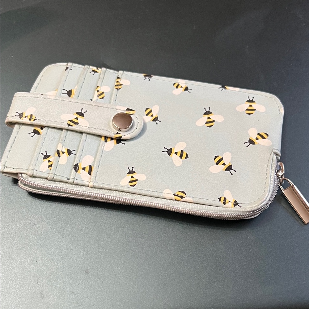 Bee Pattern Wallet with Snap Closure